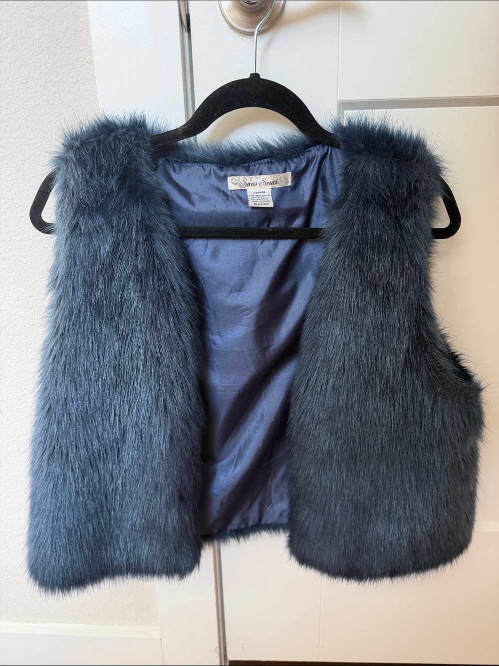 Faux Fur Vest in Slate Blue